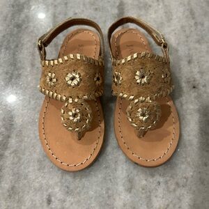 Jack Rogers Tan and Gold Kids Sandals